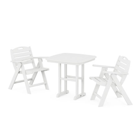 Nautical Lowback 3-Piece Dining Set in White