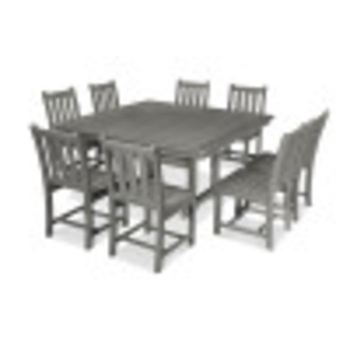 POLYWOOD Traditional Garden 9-Piece Nautical Trestle Dining Set