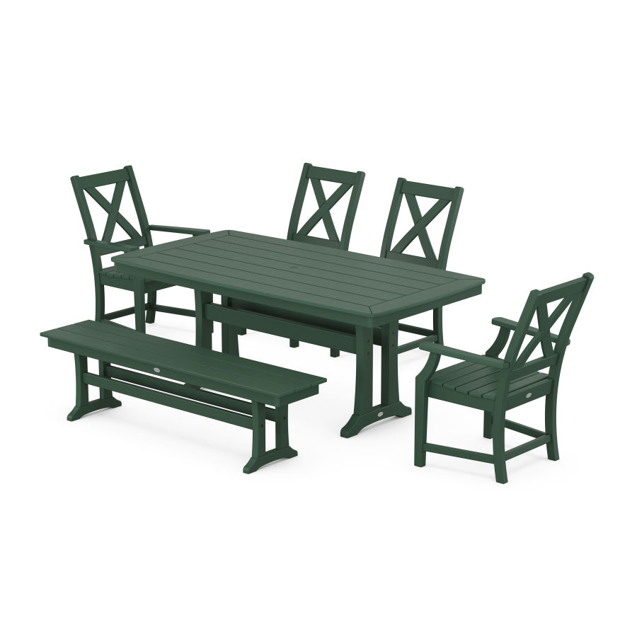 POLYWOOD Braxton 6-Piece Dining Set with Trestle Legs in Green