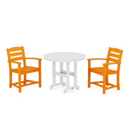 La Casa Café 3-Piece Round Dining Set in Tangerine