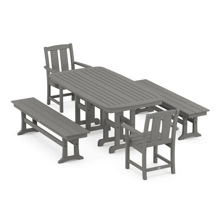 POLYWOOD Mission 5-Piece Dining Set with Benches