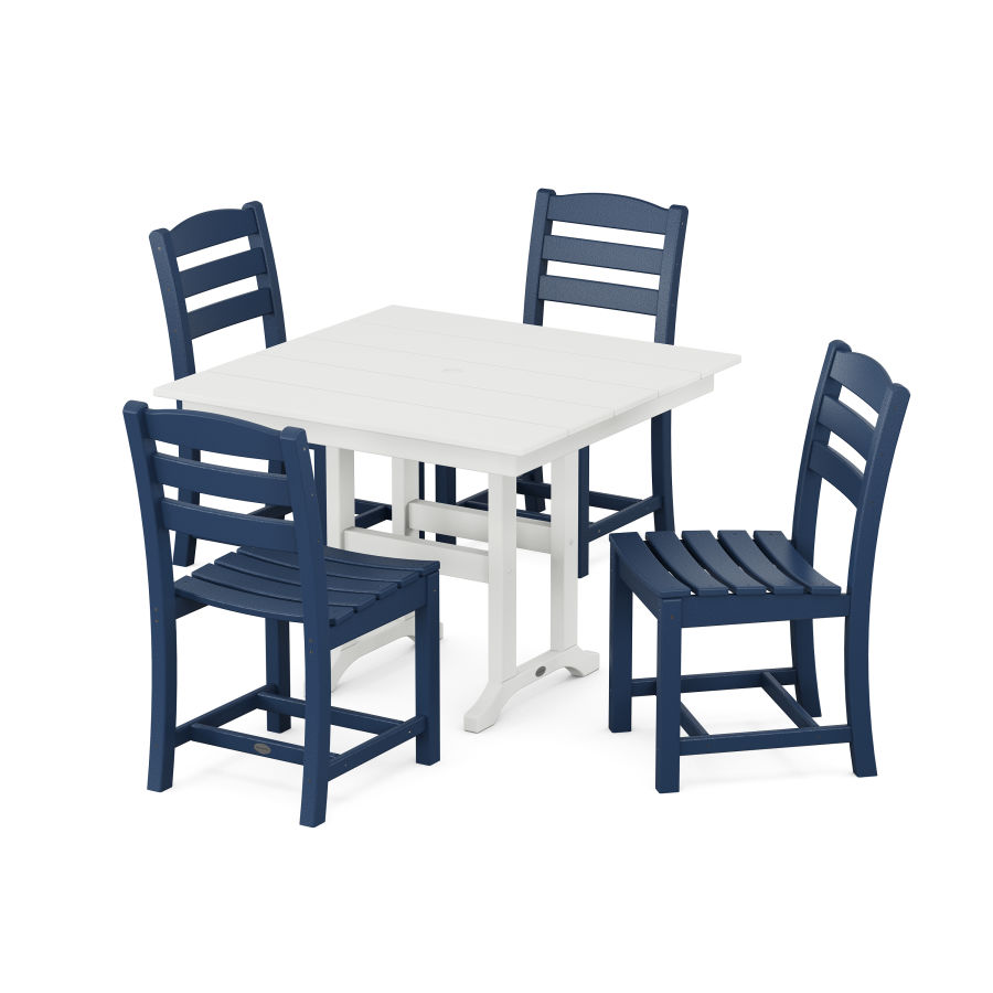 POLYWOOD La Casa Café Side Chair 5-Piece Farmhouse Dining Set in Navy / White