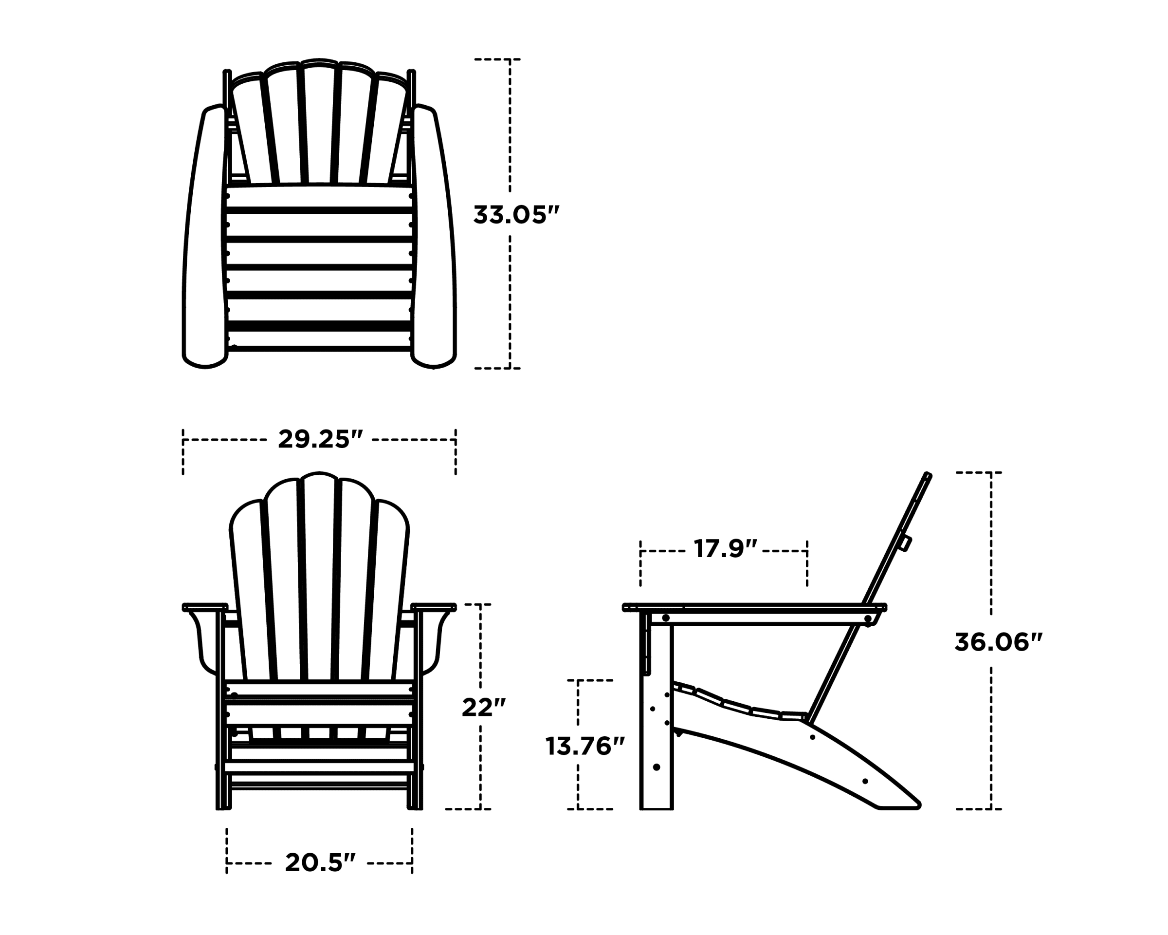 Dimensions for Cottage Adirondack Chair