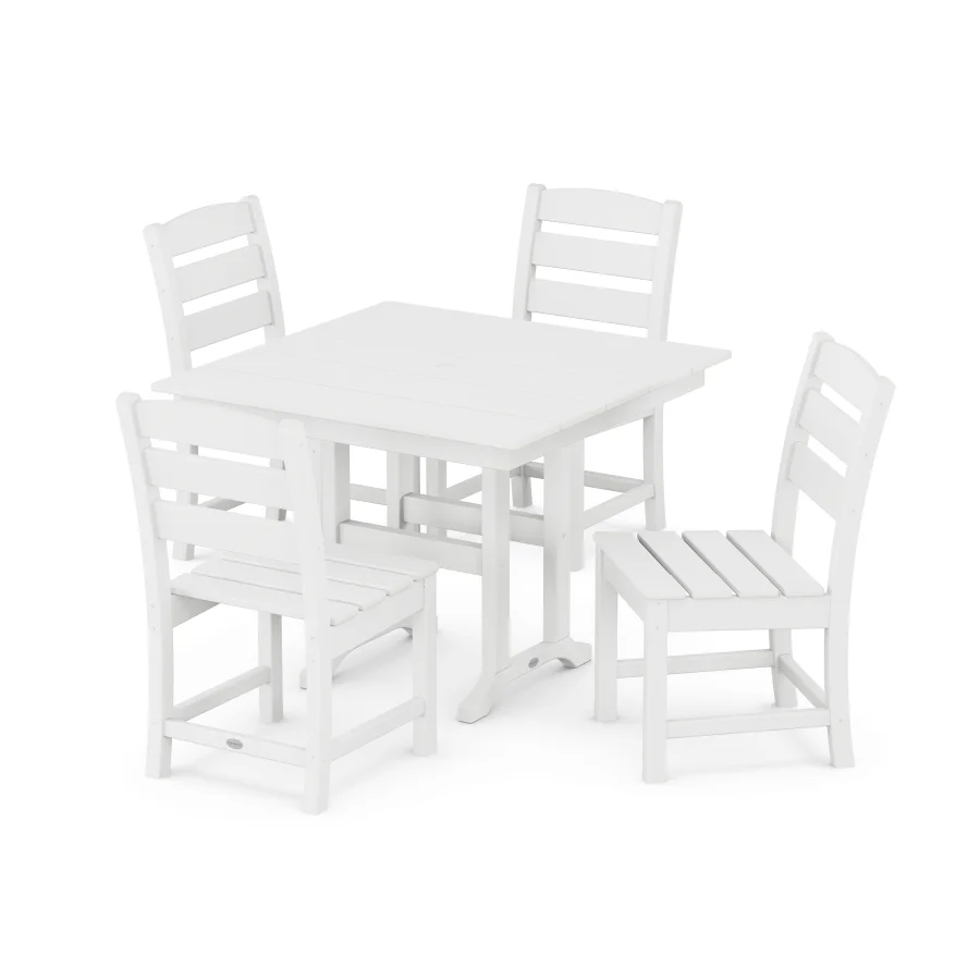 POLYWOOD Lakeside Side Chair 5-Piece Farmhouse Dining Set in White