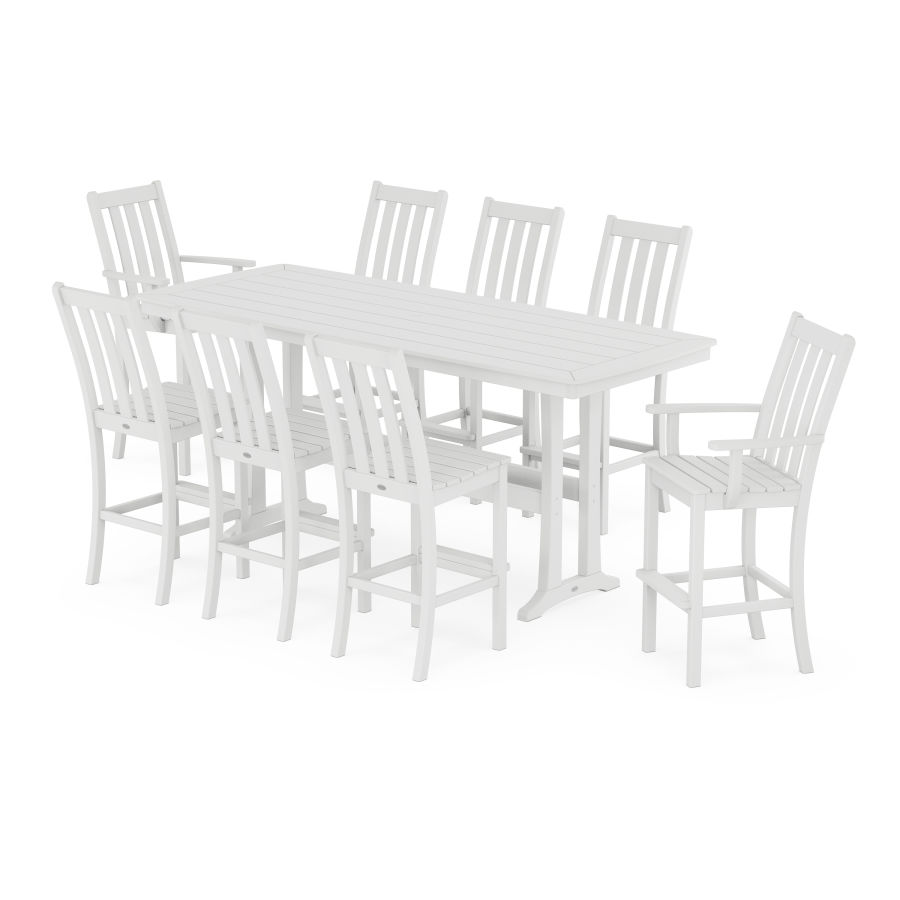POLYWOOD Vineyard 9-Piece Bar Set with Trestle Legs in White