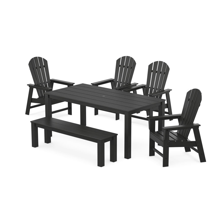 POLYWOOD South Beach 6-Piece Parsons Dining Set with Bench in Black