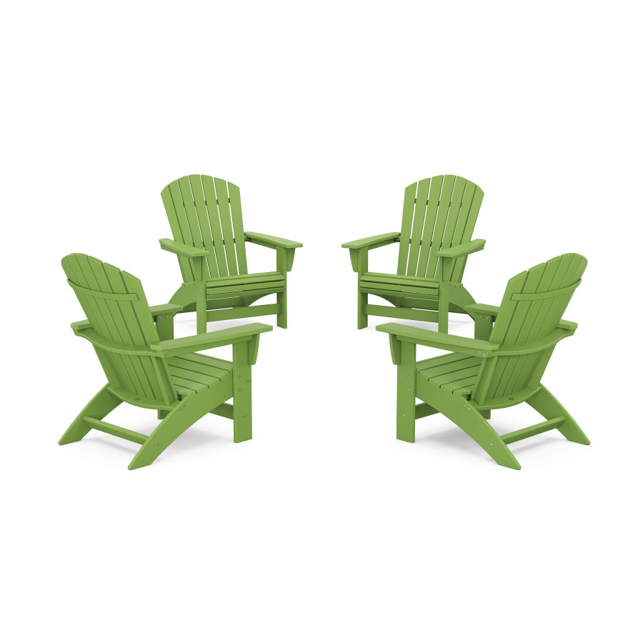 POLYWOOD 4-Piece Nautical Grand Adirondack Chair Conversation Set in Lime