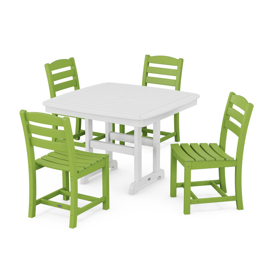 POLYWOOD La Casa Café Side Chair 5-Piece Dining Set with Trestle Legs in Lime / White