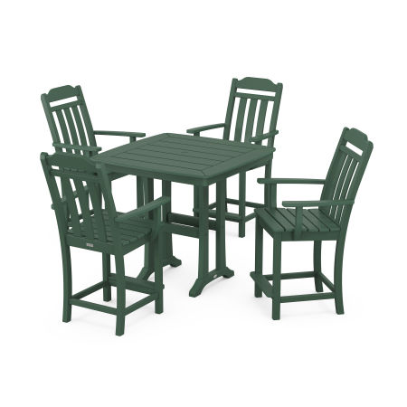 Country Living 5-Piece Counter Set with Trestle Legs in Green
