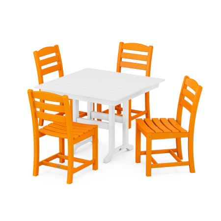 La Casa Café Side Chair 5-Piece Farmhouse Dining Set in Tangerine