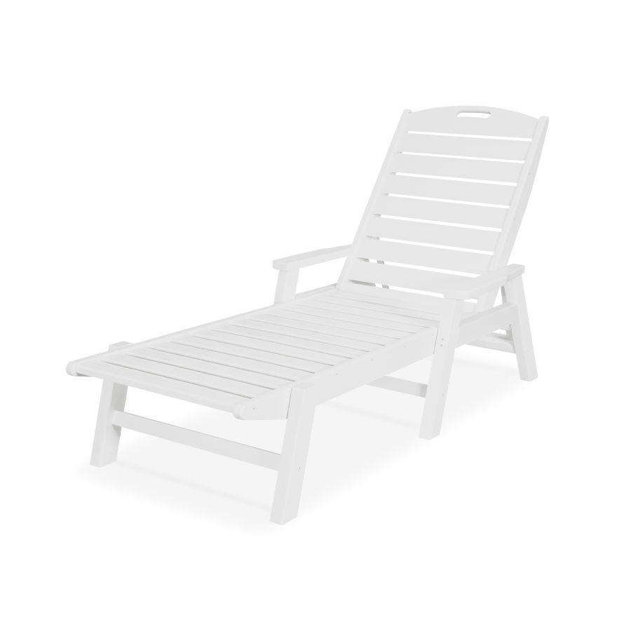 POLYWOOD Nautical Chaise with Arms in Vintage White