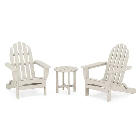 POLYWOOD Classics 3-Piece Folding Adirondack Set in Sand