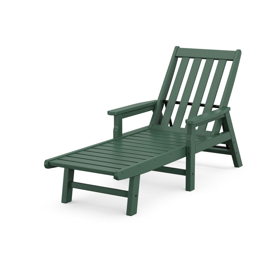 POLYWOOD Vineyard Chaise with Arms in Green