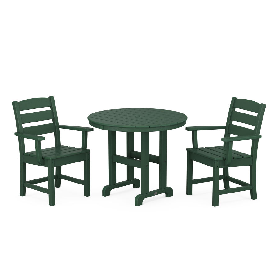 POLYWOOD Lakeside 3-Piece Round Dining Set in Green