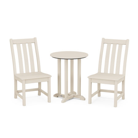 Vineyard Side Chair 3-Piece Round Dining Set in Sand