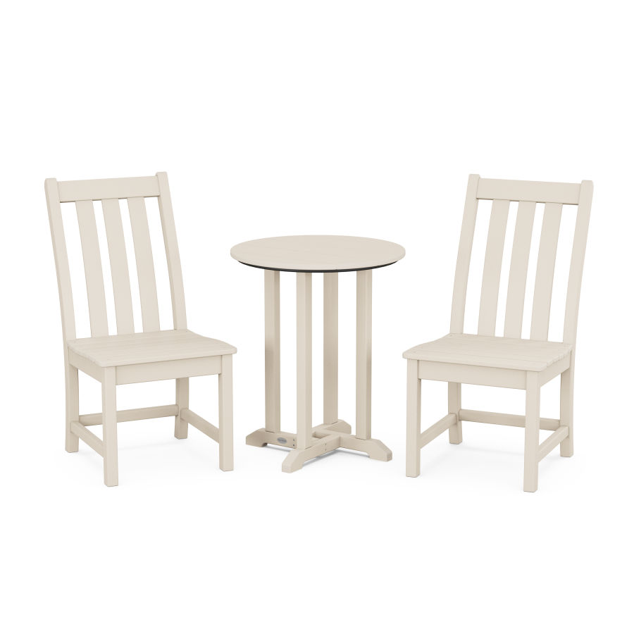 POLYWOOD Vineyard Side Chair 3-Piece Round Dining Set in Sand