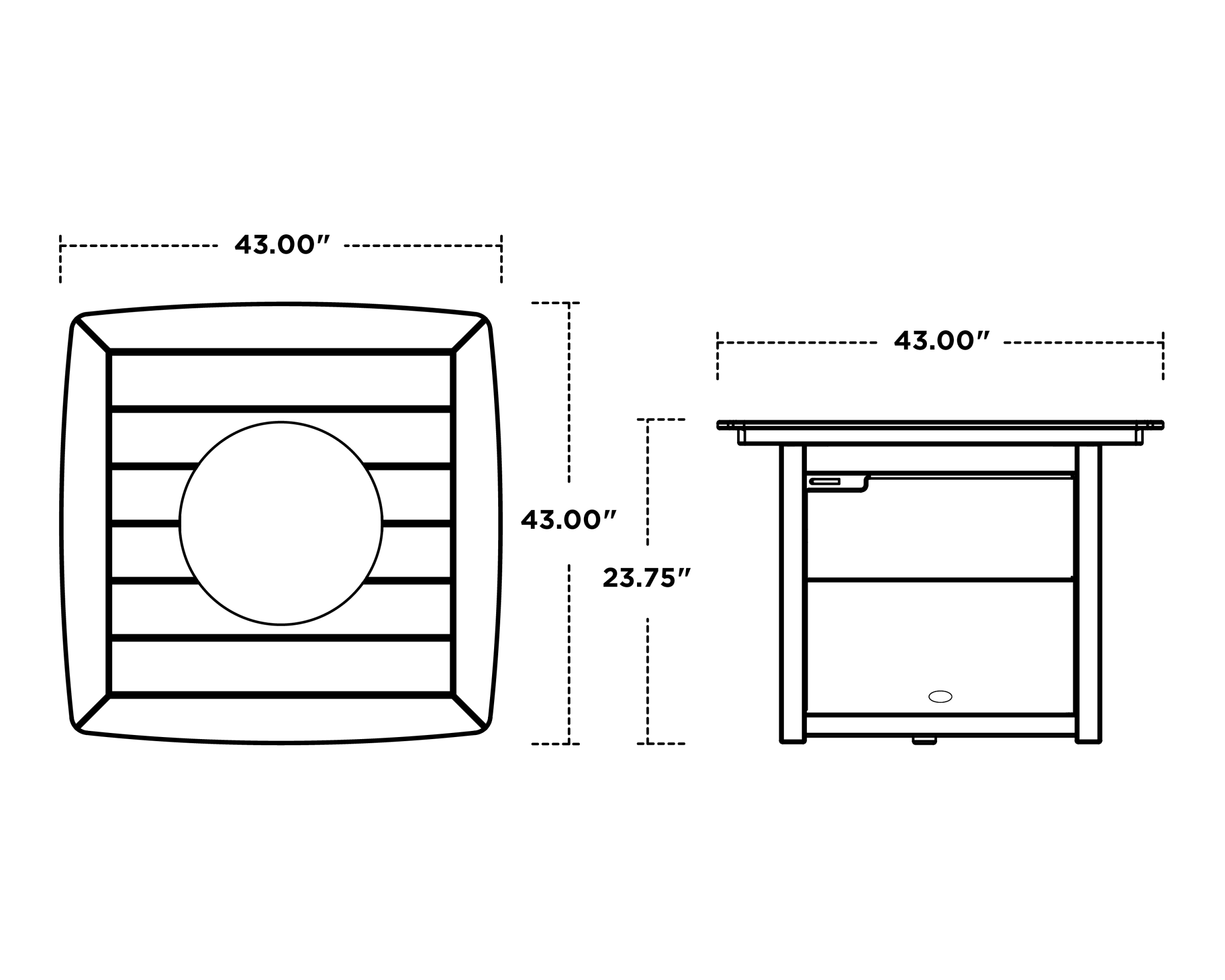 Dimensions for Yacht Club 42" Fire Pit Table