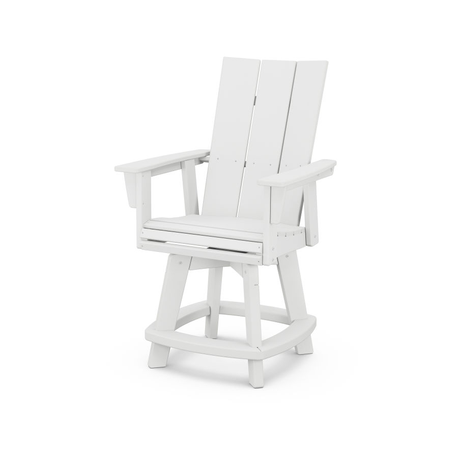 POLYWOOD Modern Adirondack Swivel Counter Chair in White
