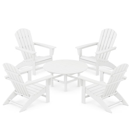 Nautical 5-Piece Adirondack Chair Conversation Set in White