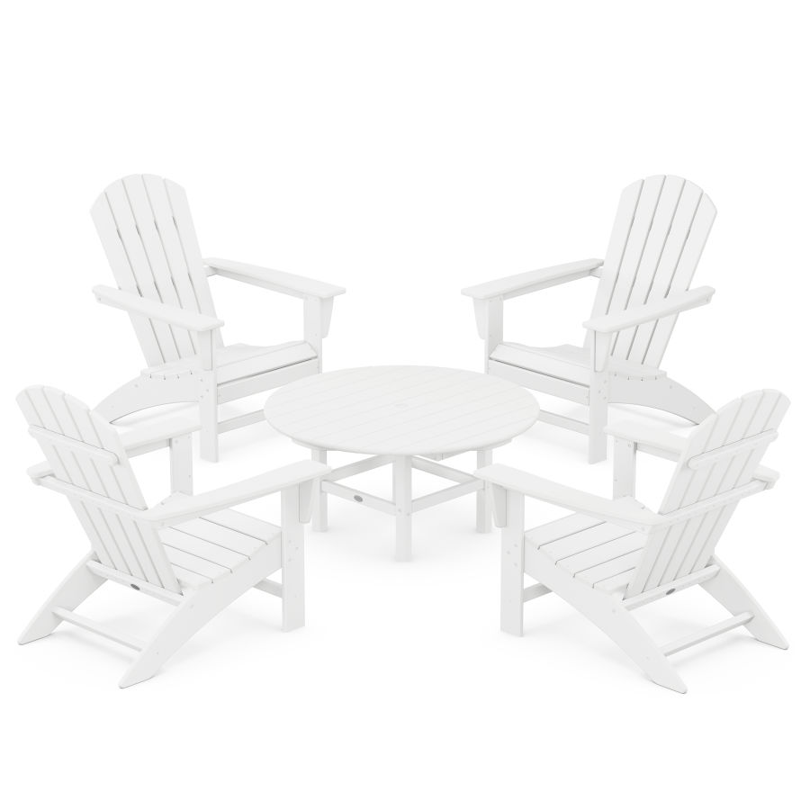 POLYWOOD Nautical 5-Piece Adirondack Chair Conversation Set in White