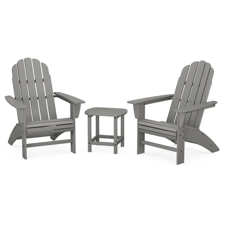 POLYWOOD Vineyard 3-Piece Curveback Adirondack Set with South Beach 18" Side Table