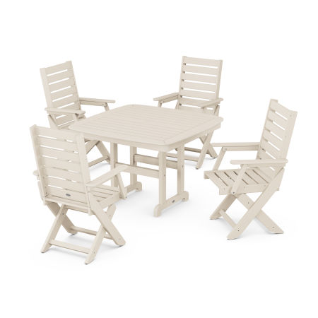 Captain 5-Piece Dining Set with Trestle Legs in Sand