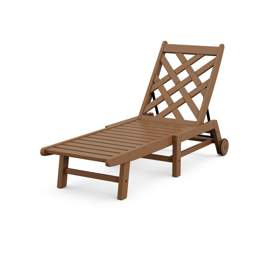 POLYWOOD Wovendale Chaise with Wheels in Teak