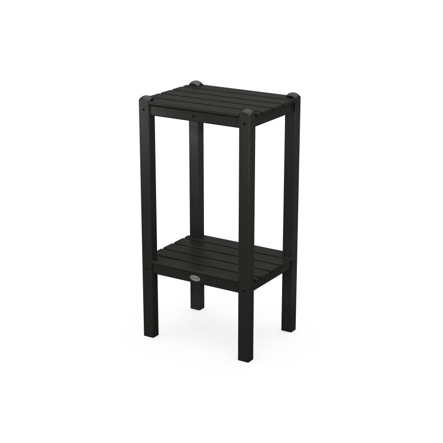 POLYWOOD Two Shelf Bar Side Table in Black