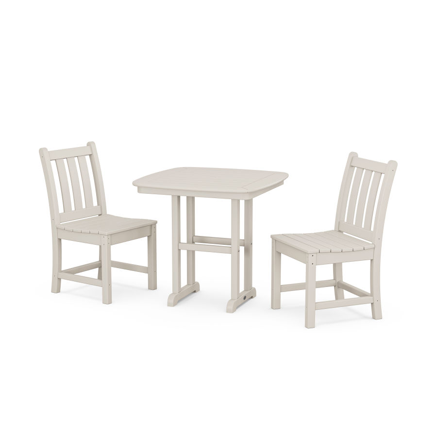 POLYWOOD Traditional Garden Side Chair 3-Piece Dining Set in Sand
