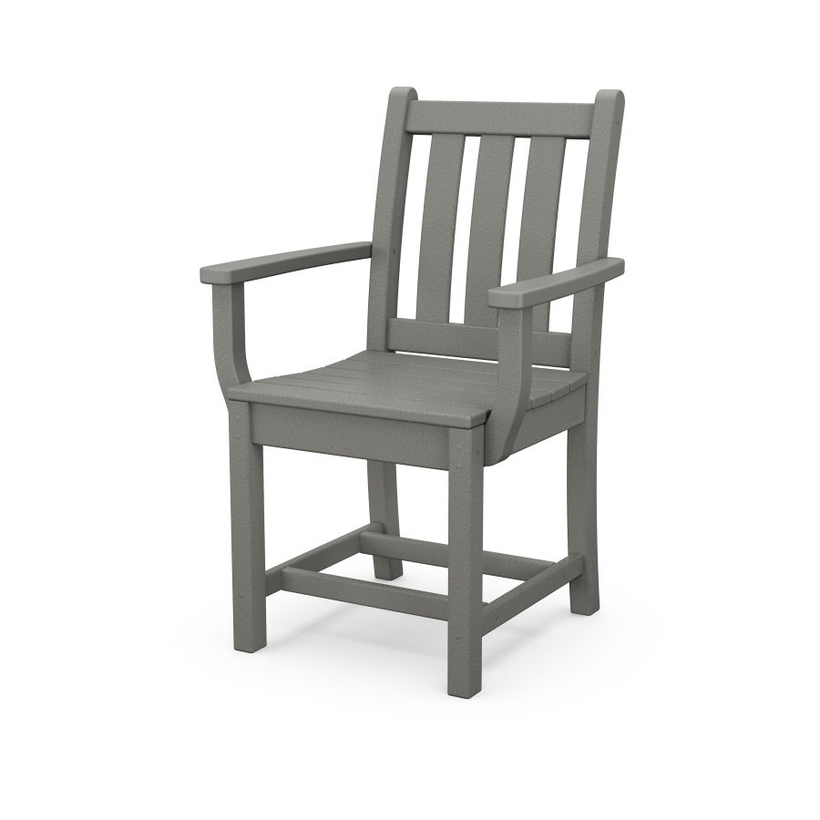 POLYWOOD Traditional Garden Dining Arm Chair in Slate Grey