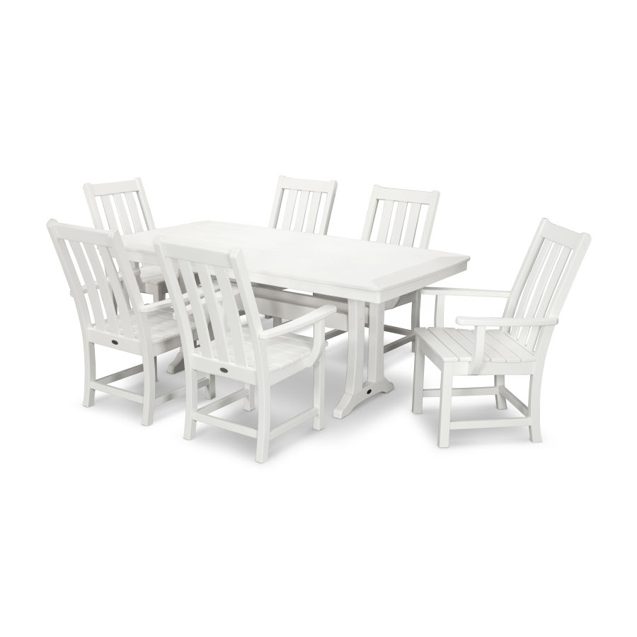 POLYWOOD Vineyard 7-Piece Arm Chair Dining Set in White