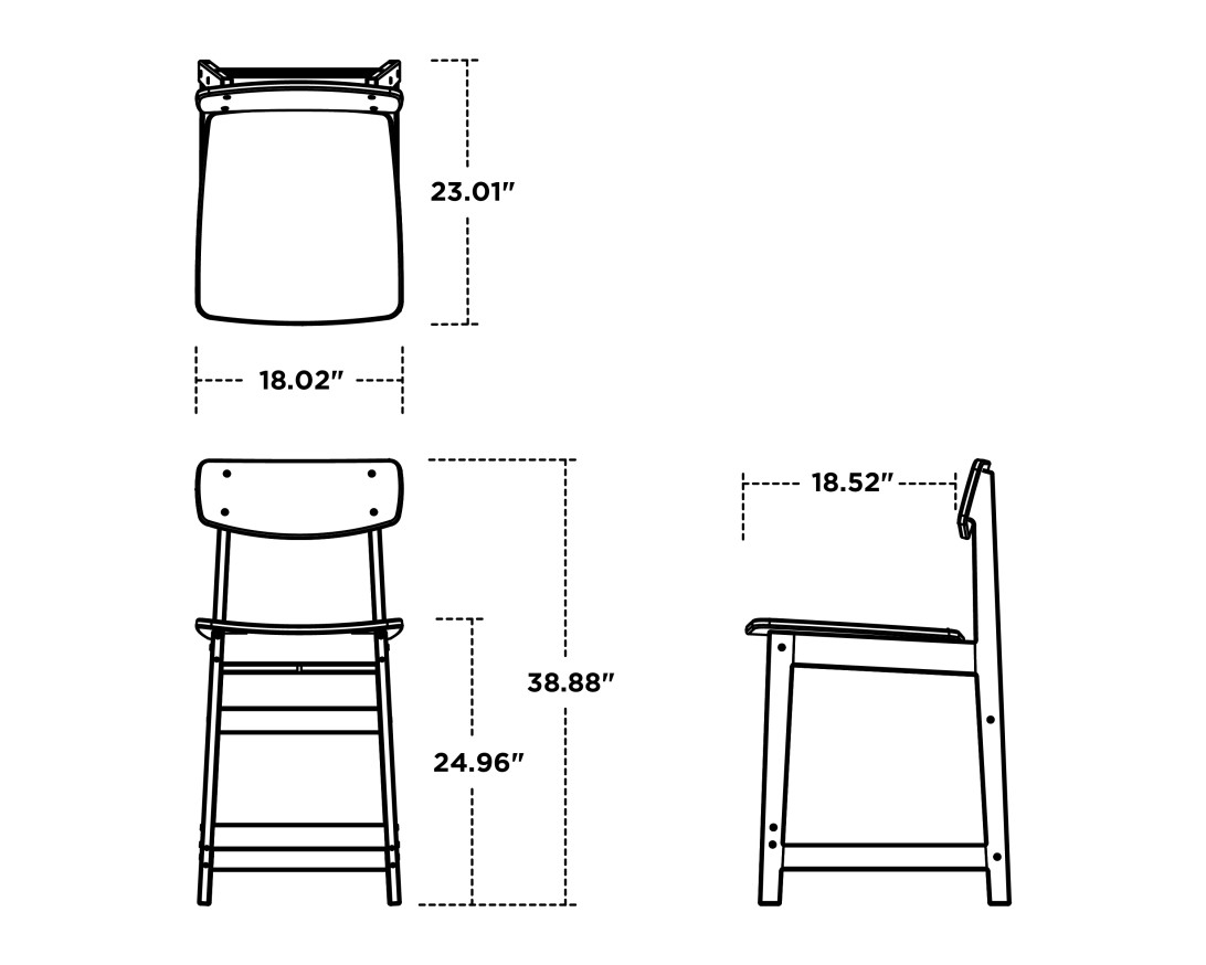 Dimensions for Modern Studio Urban Counter Chair
