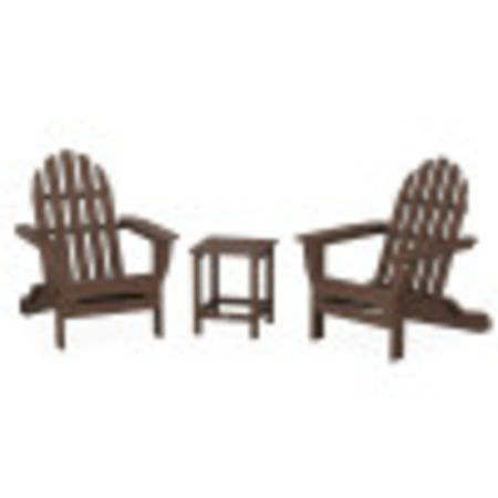 Classic Folding Adirondack 3-Piece Set with Long Island 18" Side Table in Mahogany