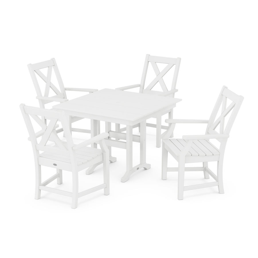 POLYWOOD Braxton 5-Piece Farmhouse Dining Set in White