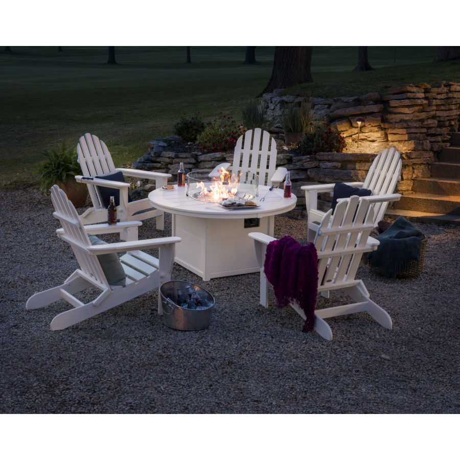 Classic Folding Adirondack 6-Piece Conversation Set with Fire Pit Table
