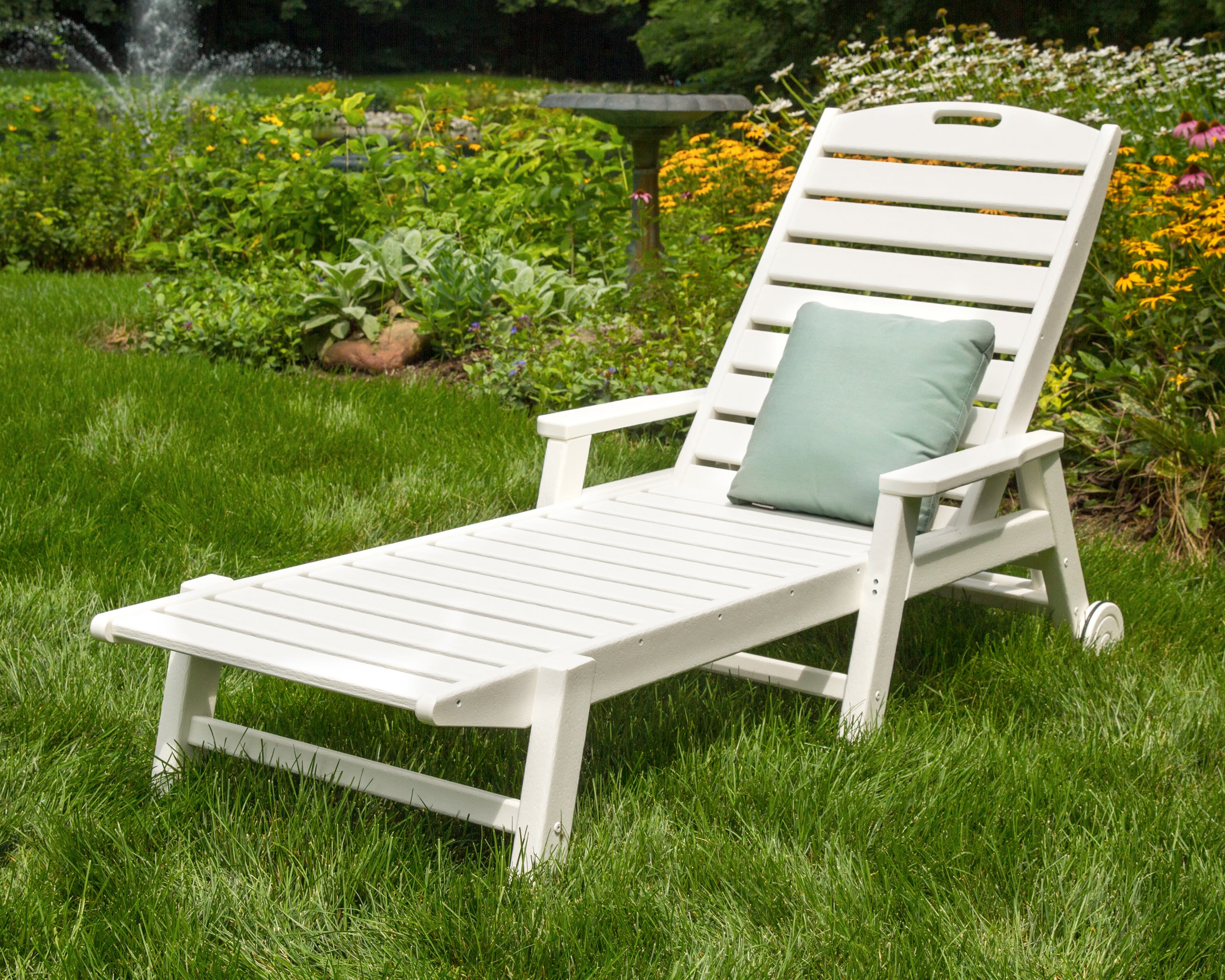 POLYWOOD® Nautical Chaise with Arms & Wheels NCW2280 POLYWOOD