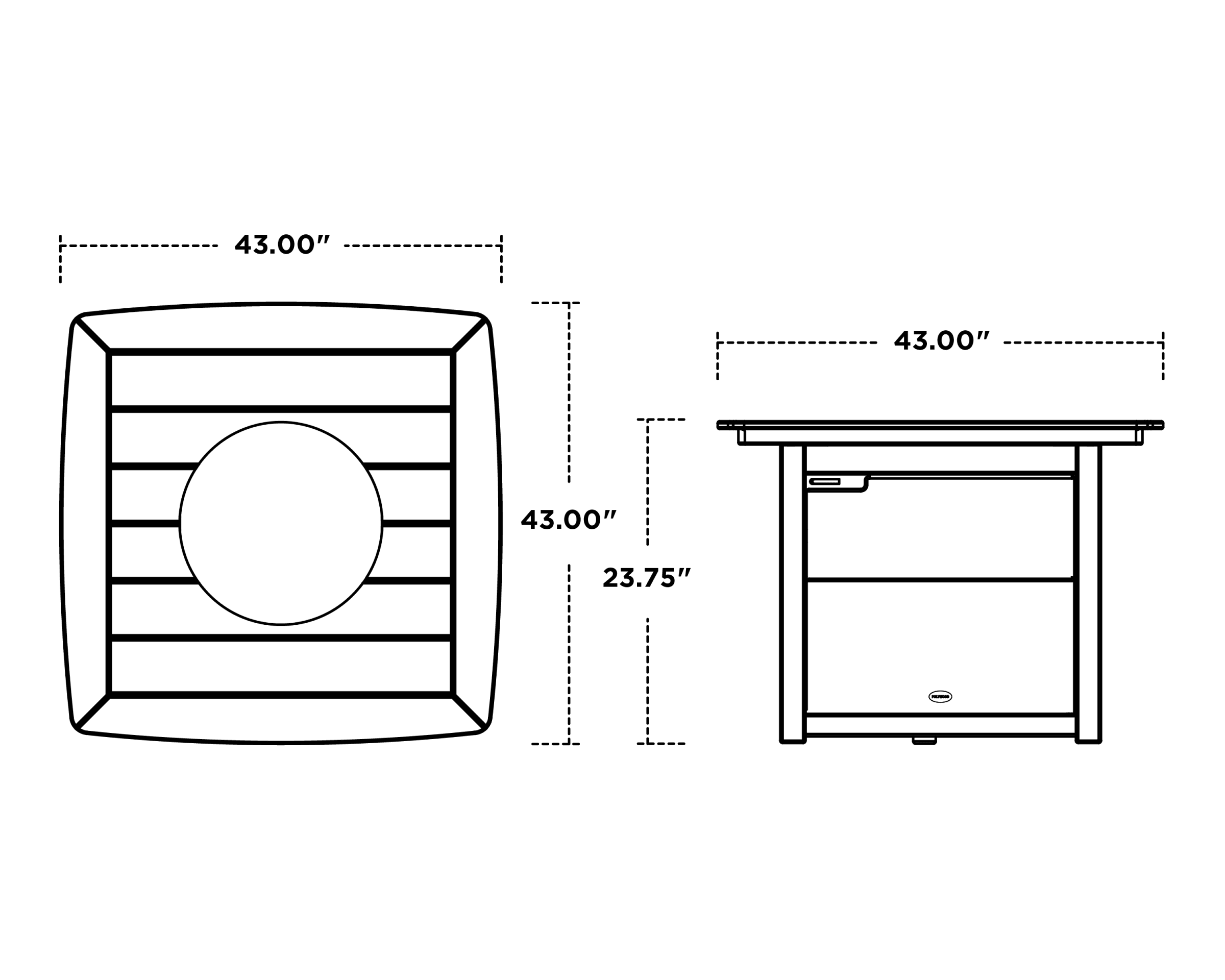 Dimensions for Nautical 42" Fire Pit Table