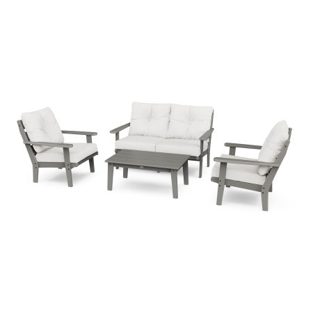 Lakeside 4-Piece Deep Seating Set in Slate Grey / Natural Linen