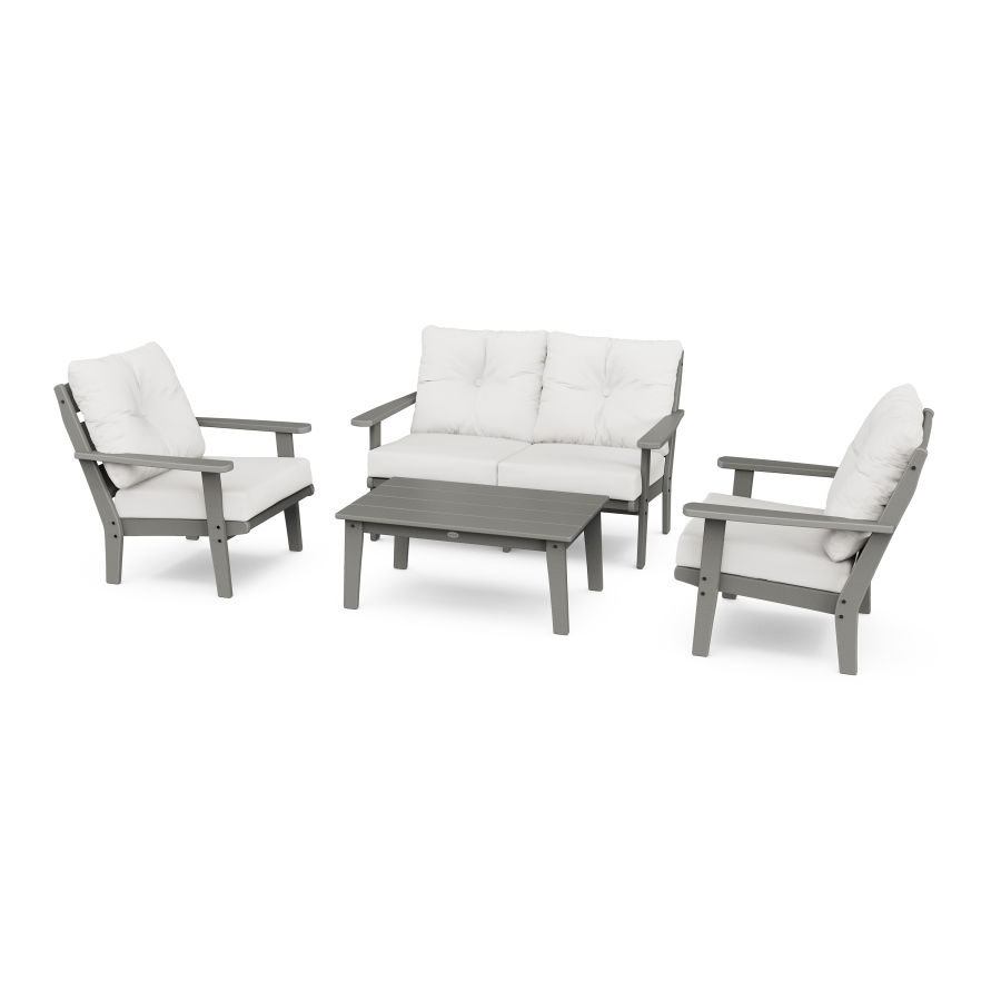 POLYWOOD Lakeside 4-Piece Deep Seating Set in Slate Grey / Natural Linen