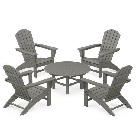 Nautical 5-Piece Adirondack Chair Conversation Set in Slate Grey
