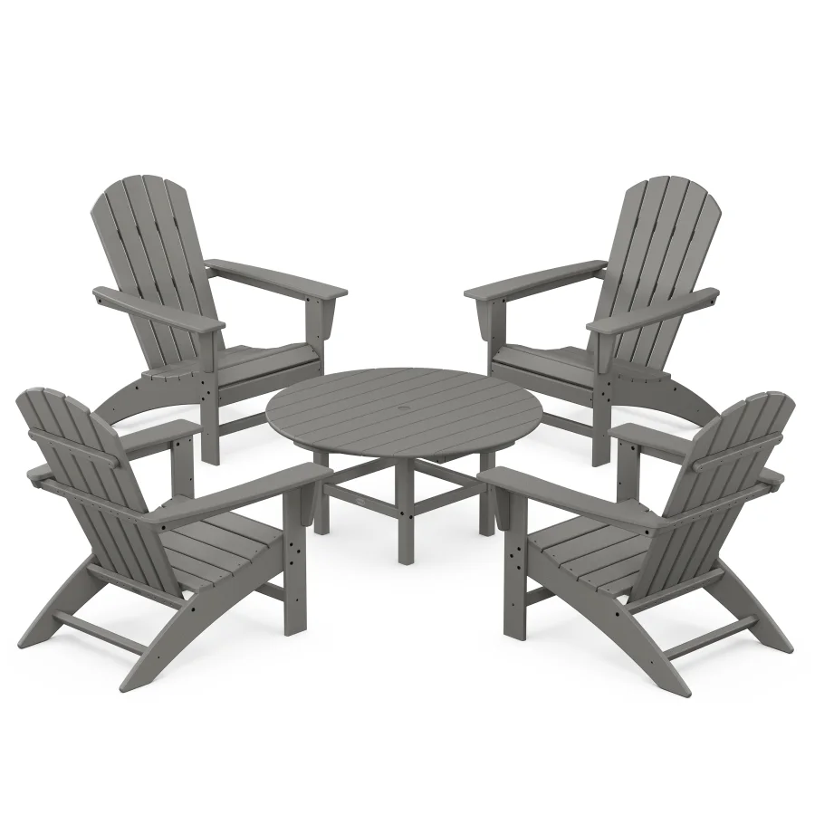 POLYWOOD Nautical 5-Piece Adirondack Chair Conversation Set