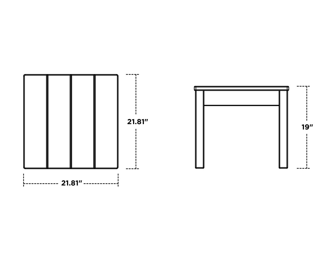 Dimensions for 22" Square End Table