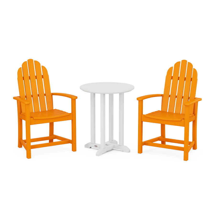 POLYWOOD Classic Adirondack 3-Piece Round Dining Set in Tangerine