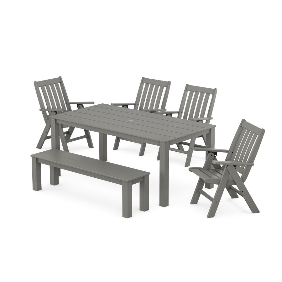 POLYWOOD Vineyard Folding Chair 6-Piece Parsons Dining Set with Bench