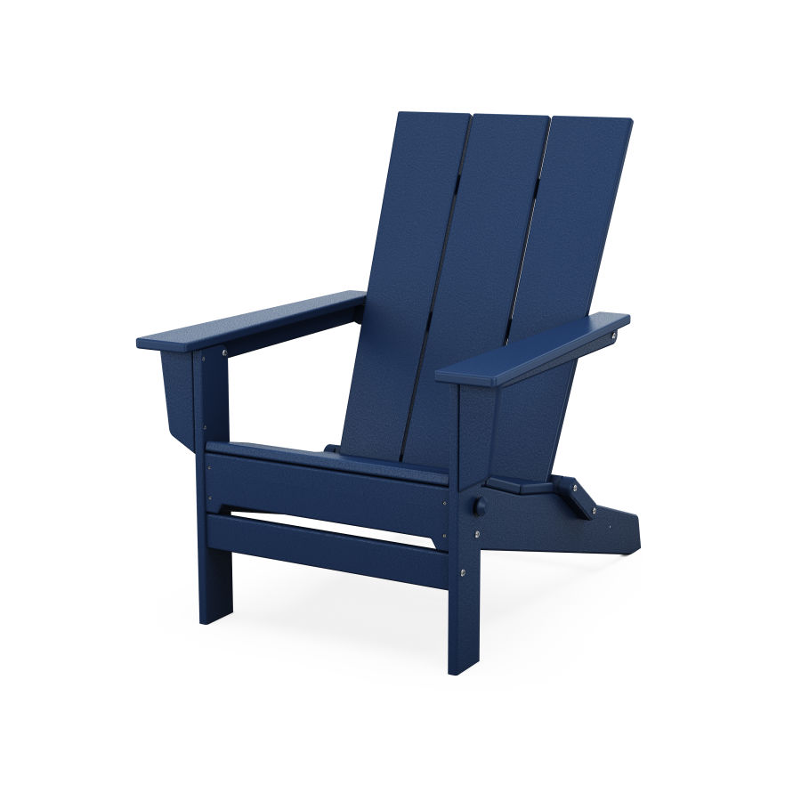 POLYWOOD Modern Studio Folding Adirondack Chair in Navy