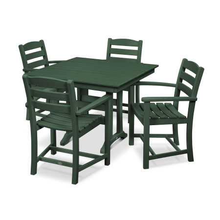 La Casa Café 5-Piece Farmhouse Trestle Arm Chair Dining Set in Green