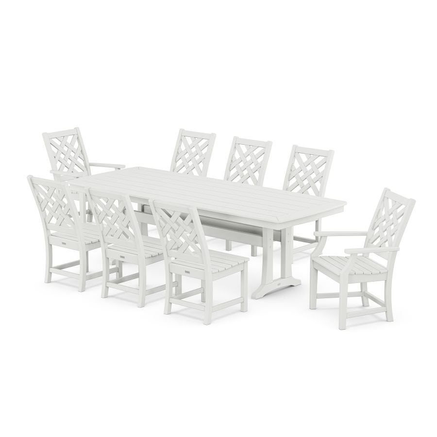 POLYWOOD Wovendale 9-Piece Dining Set with Trestle Legs in White