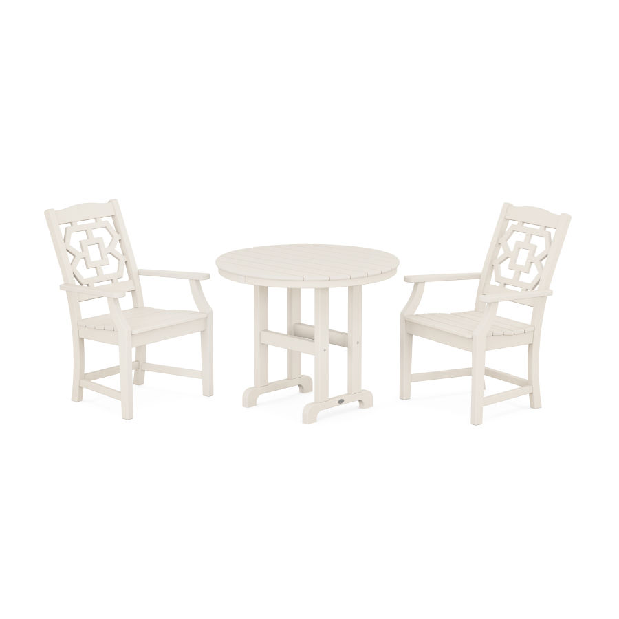 POLYWOOD Chinoiserie 3-Piece Farmhouse Dining Set in Sand