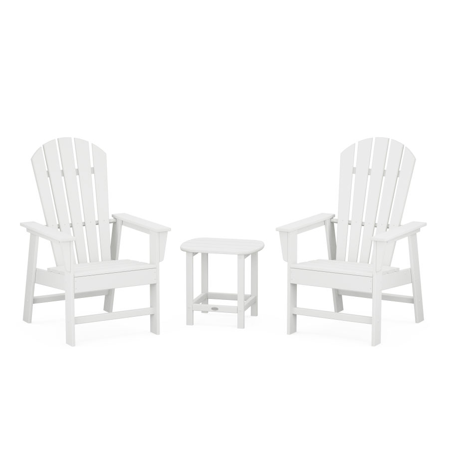 POLYWOOD South Beach Casual Chair 3-Piece Set with 18" South Beach Side Table in White