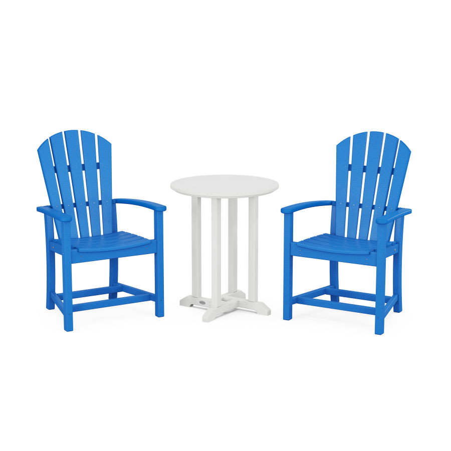 POLYWOOD Palm Coast 3-Piece Round Dining Set in Pacific Blue